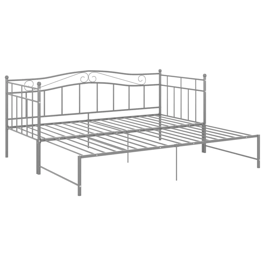 Cadre de canapé-lit extensible sans matelas gris métal 90x200cm - 5