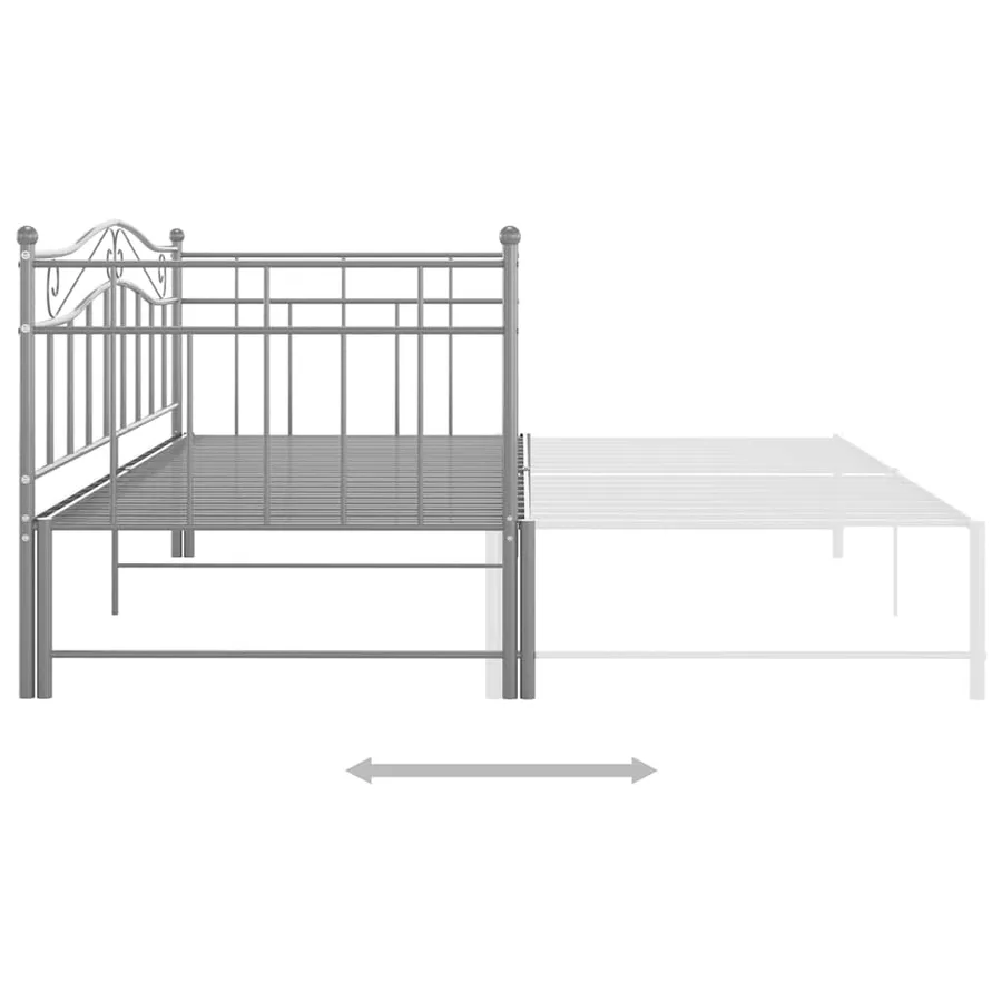 Cadre de canapé-lit extensible sans matelas gris métal 90x200cm - 6