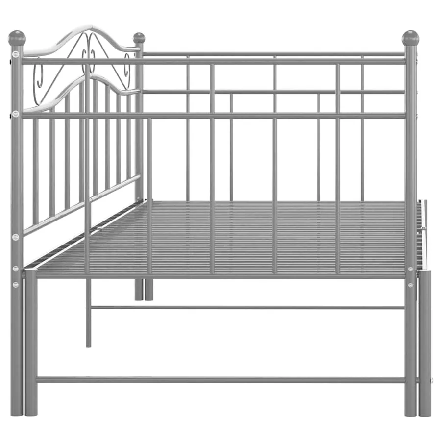 Cadre de canapé-lit extensible sans matelas gris métal 90x200cm - 8
