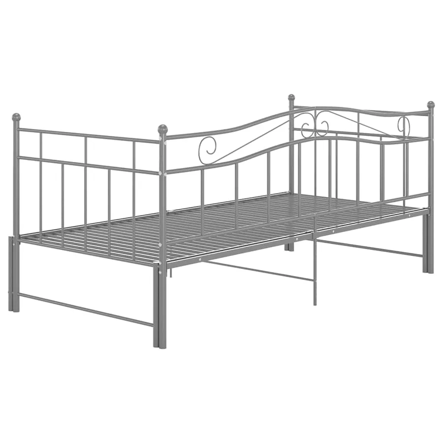 Cadre de canapé-lit extensible sans matelas gris métal 90x200cm - 9