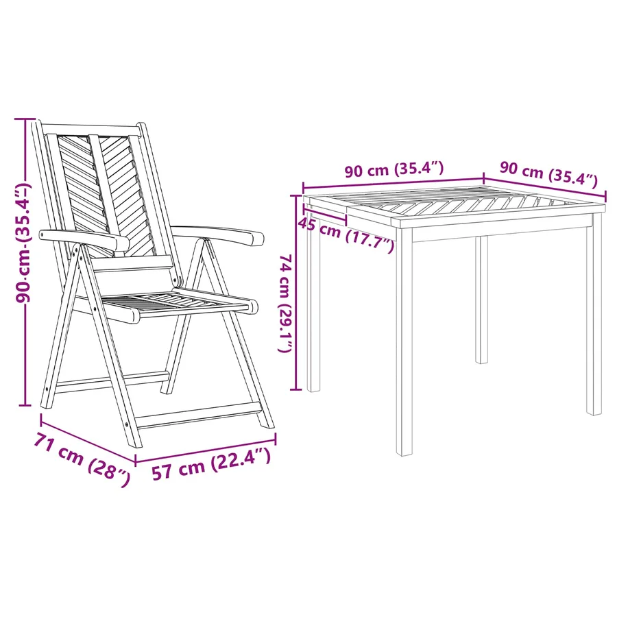 Ensemble de salle à manger pour jardin 5 pc Marron - 13