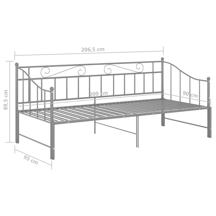 Cadre de canapé-lit extensible sans matelas gris métal 90x200cm - 12