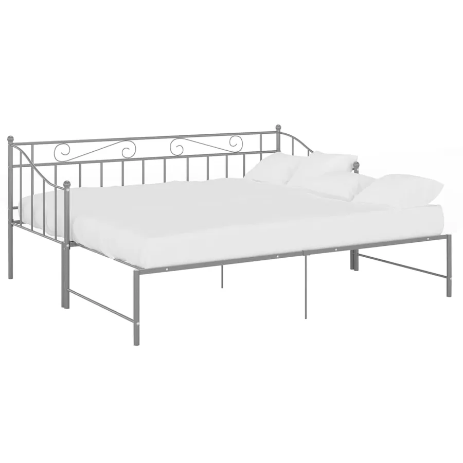 Cadre de canapé-lit extensible sans matelas gris métal 90x200cm - 2