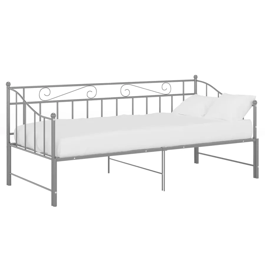 Cadre de canapé-lit extensible sans matelas gris métal 90x200cm - 3