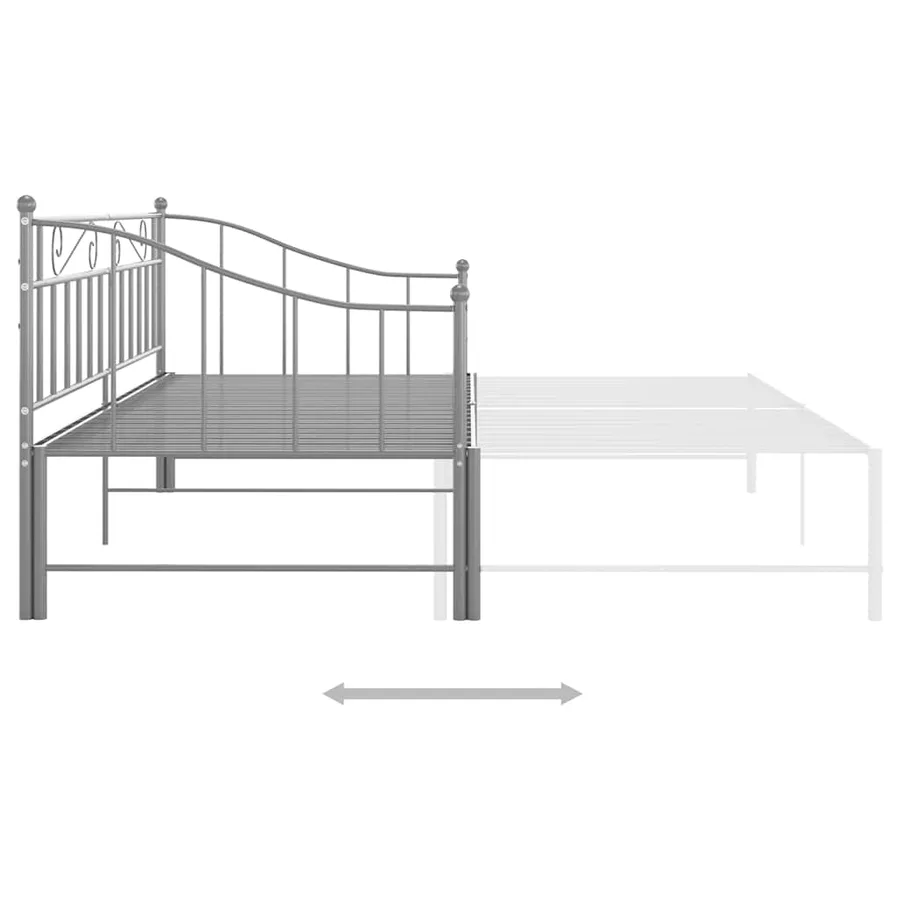 Cadre de canapé-lit extensible sans matelas gris métal 90x200cm - 5