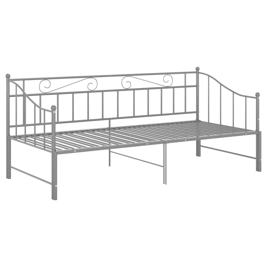 Cadre de canapé-lit extensible sans matelas gris métal 90x200cm - 6