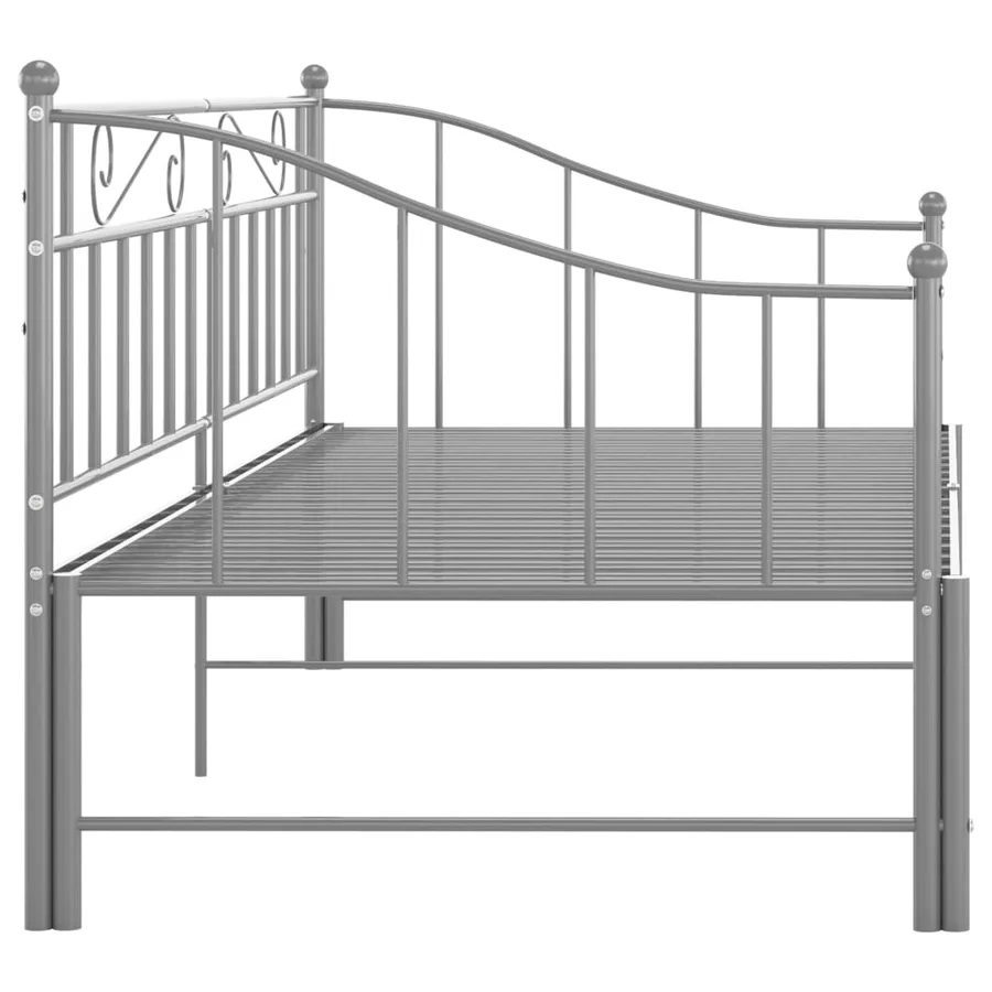 Cadre de canapé-lit extensible sans matelas gris métal 90x200cm - 8