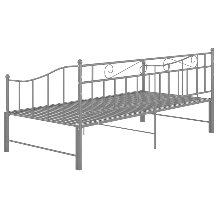 Cadre de canapé-lit extensible sans matelas gris métal 90x200cm - 9