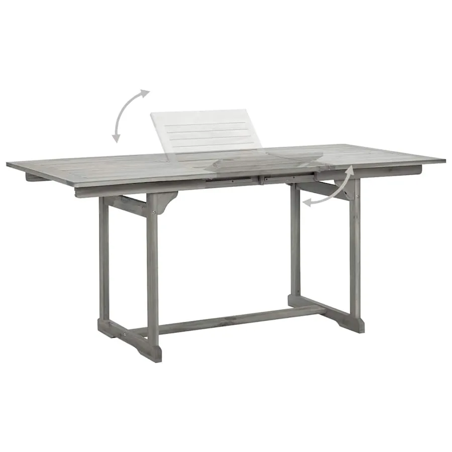 Table à dîner de jardin (120-170)x80x75 cm Bois d'acacia massif - 4