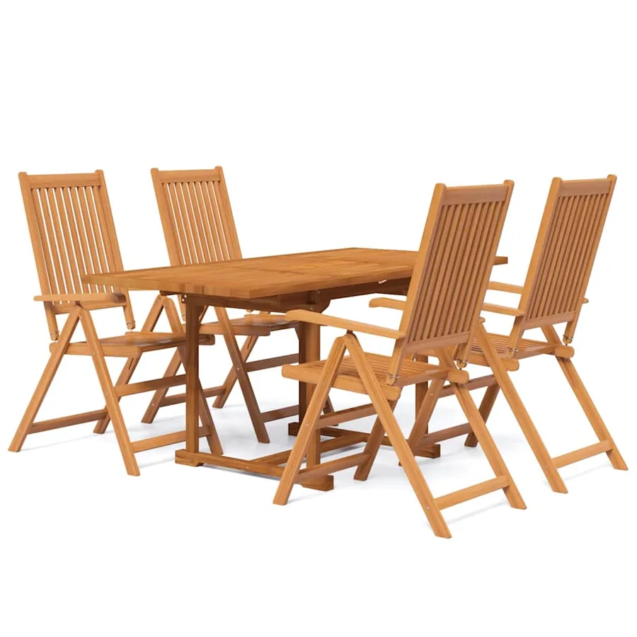 Ensemble à manger de jardin 5 pcs Bois d'acacia massif 120-170 cm - 2