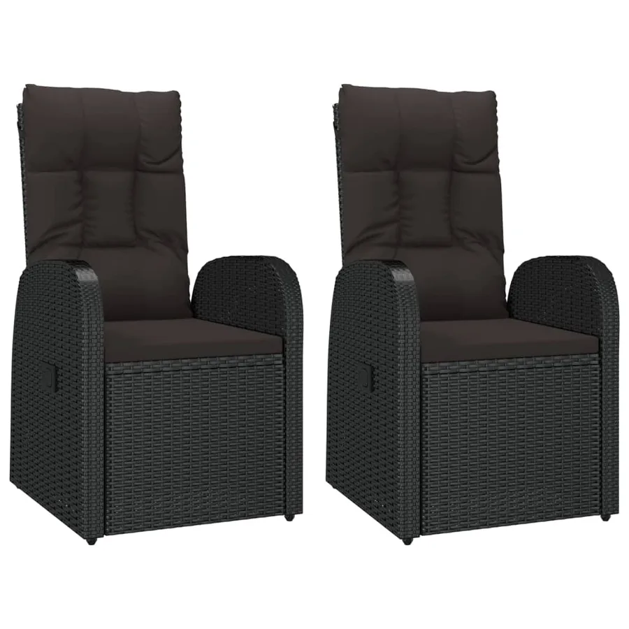Ensemble de salon de jardin 3 pcs noir poly rotin et acier - 4