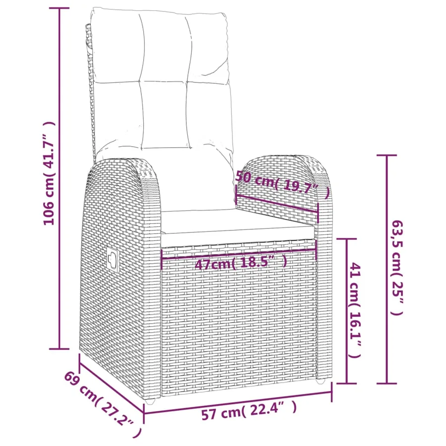 Ensemble de salon de jardin 3 pcs noir poly rotin et acier - 6