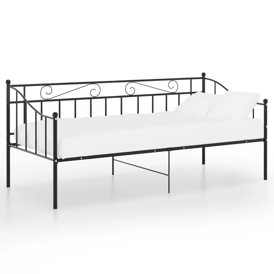 Cadre de canapé-lit sans matelas noir métal 90x200 cm - 2