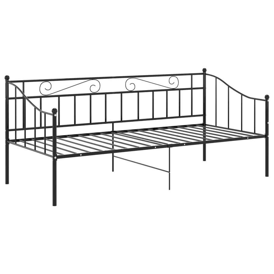Cadre de canapé-lit sans matelas noir métal 90x200 cm - 3