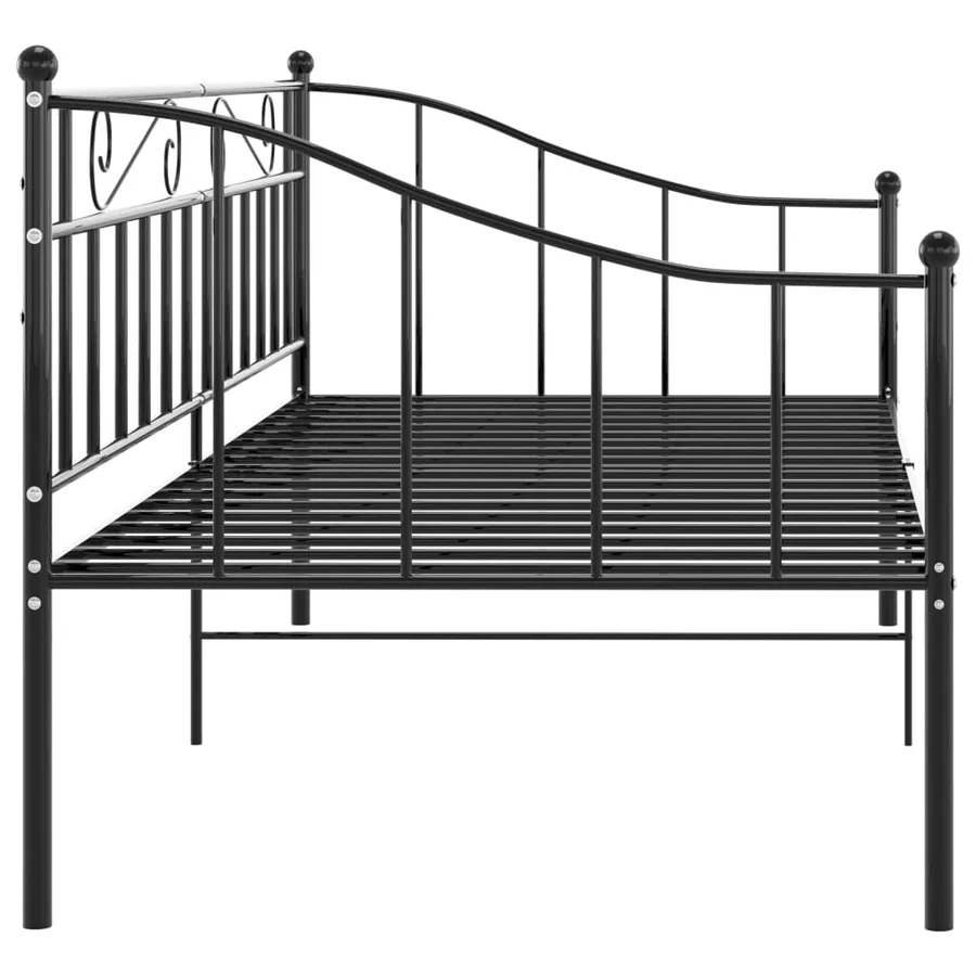 Cadre de canapé-lit sans matelas noir métal 90x200 cm - 5