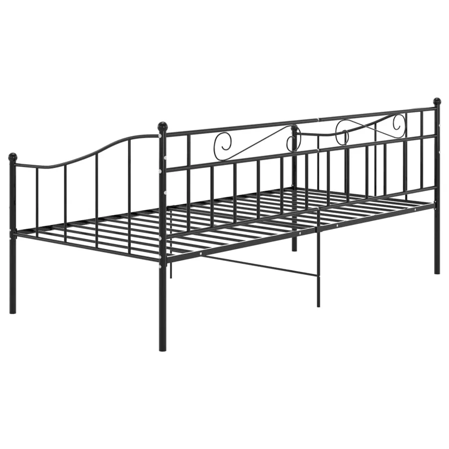 Cadre de canapé-lit sans matelas noir métal 90x200 cm - 6
