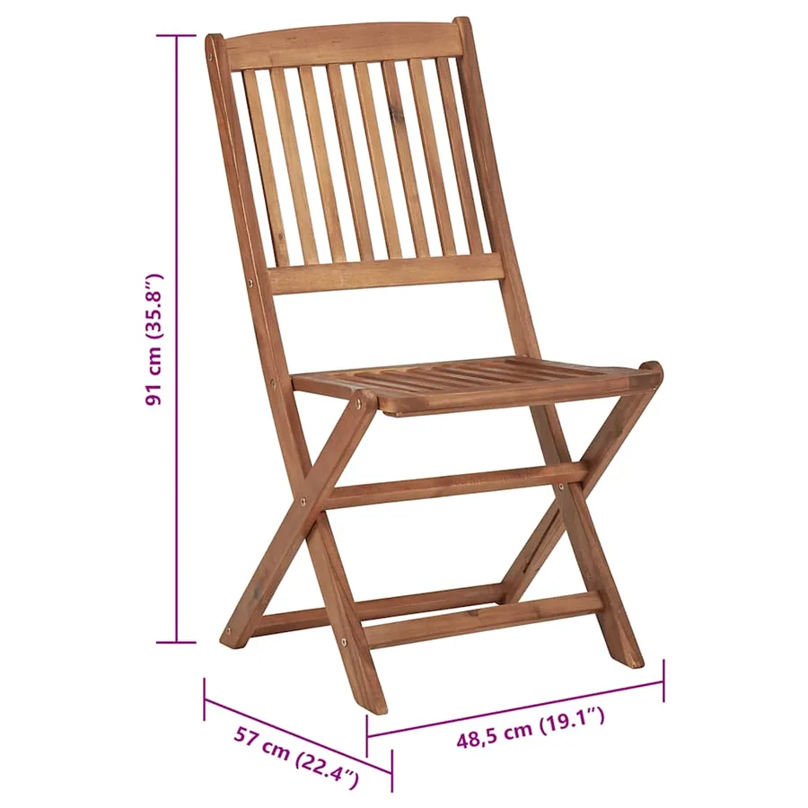 Chaises pliables de jardin lot de 6 avec coussins Bois d'acacia - 14