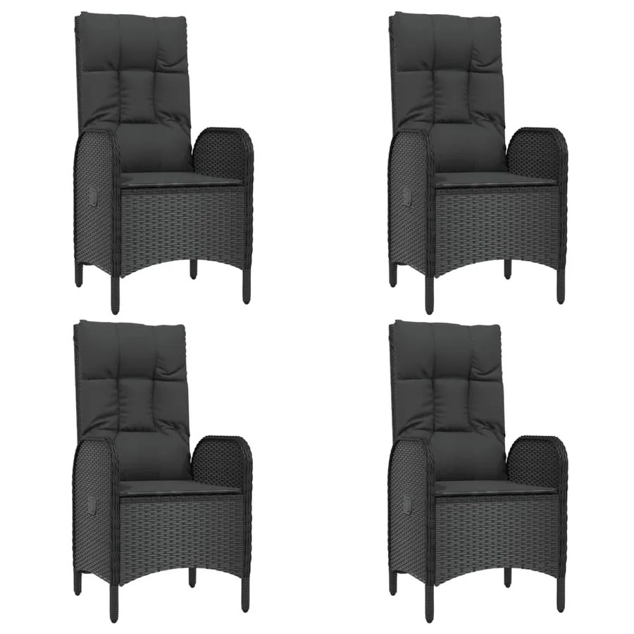 Ensemble à manger de jardin coussins 5pcs Noir Résine tressée - 4