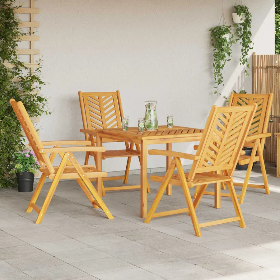 Chaise de jardin 4 pcs Marron Bois d'Acacia Massif - 3