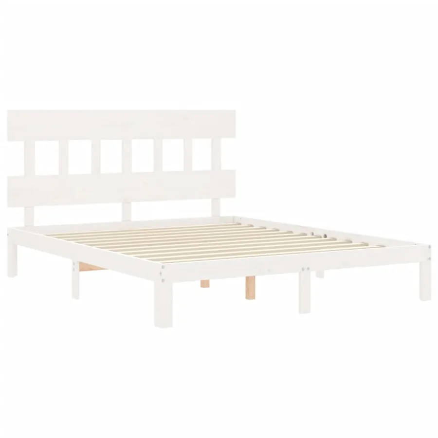 Cadre de lit sans matelas blanc 160x200 cm bois de pin massif - 5