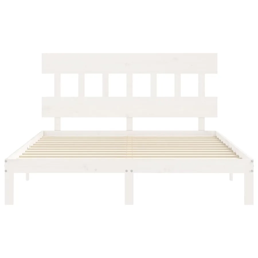 Cadre de lit sans matelas blanc 160x200 cm bois de pin massif - 6