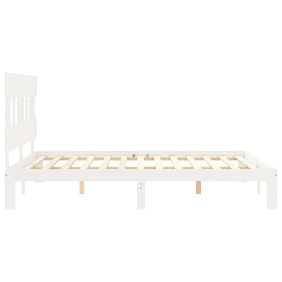 Cadre de lit sans matelas blanc 160x200 cm bois de pin massif - 7