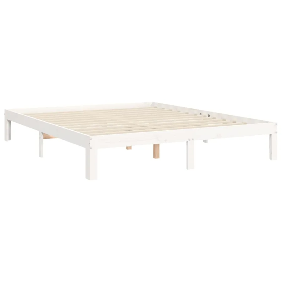 Cadre de lit sans matelas blanc 160x200 cm bois de pin massif - 9