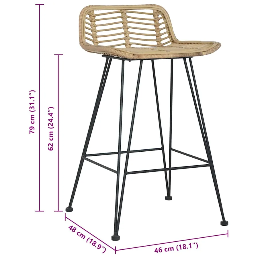 Chaises de bar lot de 2 rotin Naturel - 8