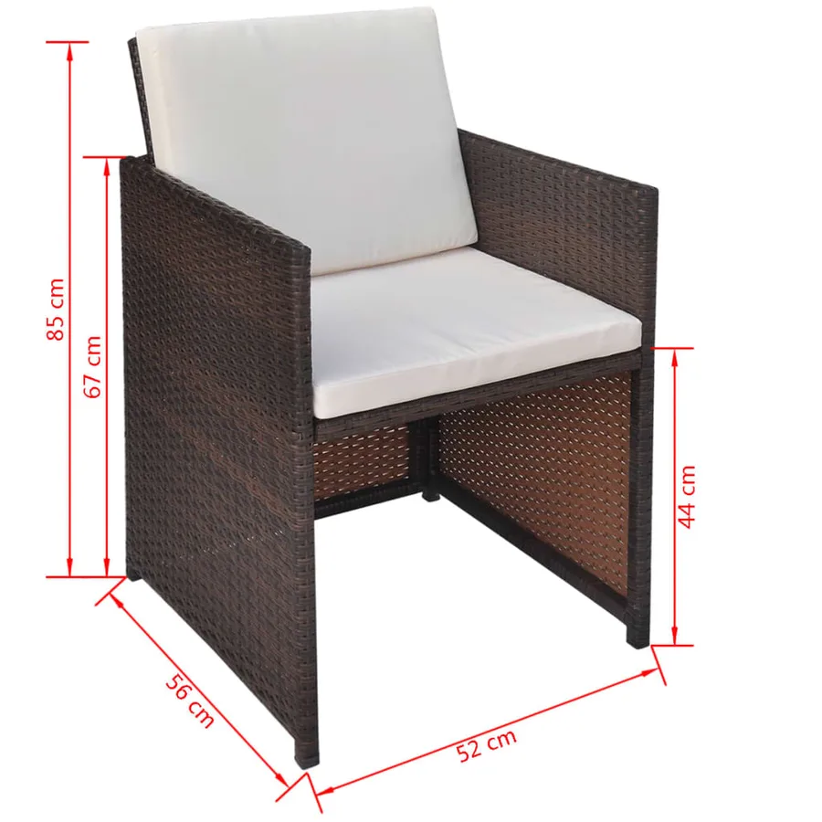 Chaises de jardin lot de 2 avec coussins Résine tressée Marron - 3