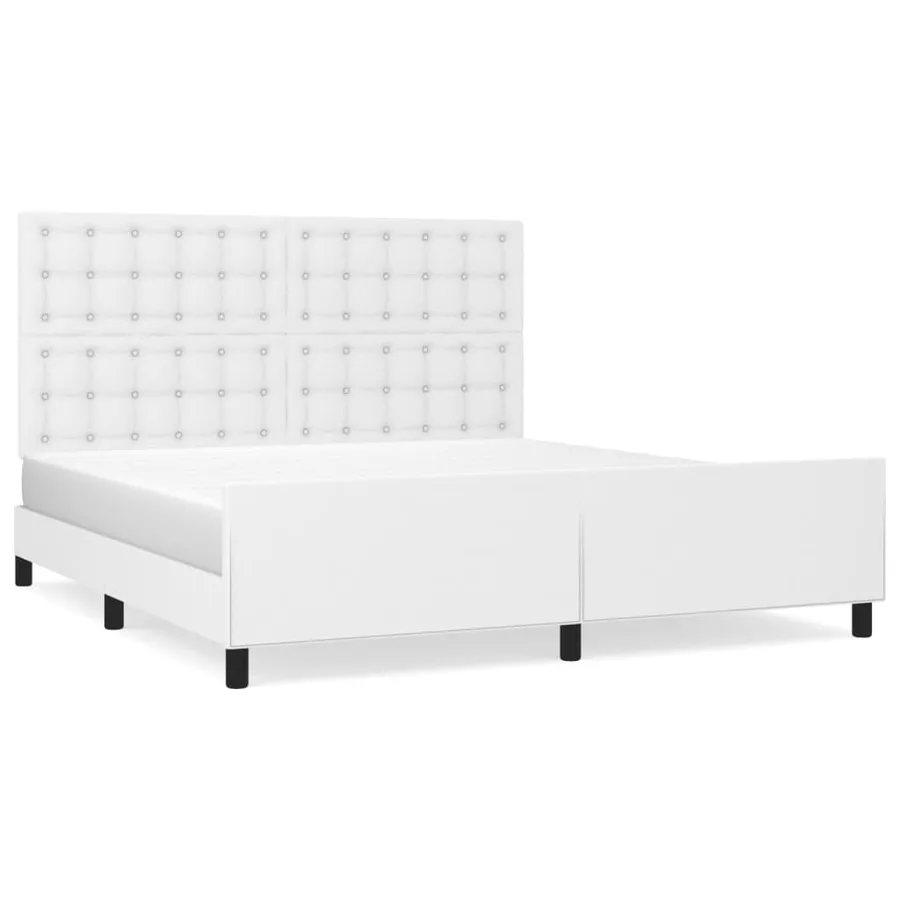Cadre de lit sans matelas blanc similicuir - 2