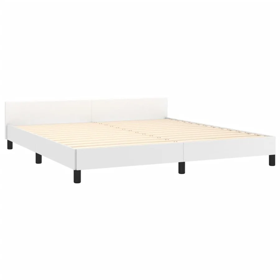 Cadre de lit sans matelas blanc similicuir - 5
