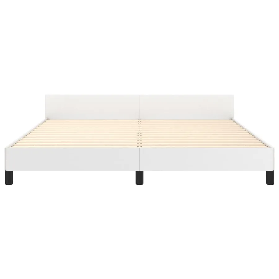 Cadre de lit sans matelas blanc similicuir - 6