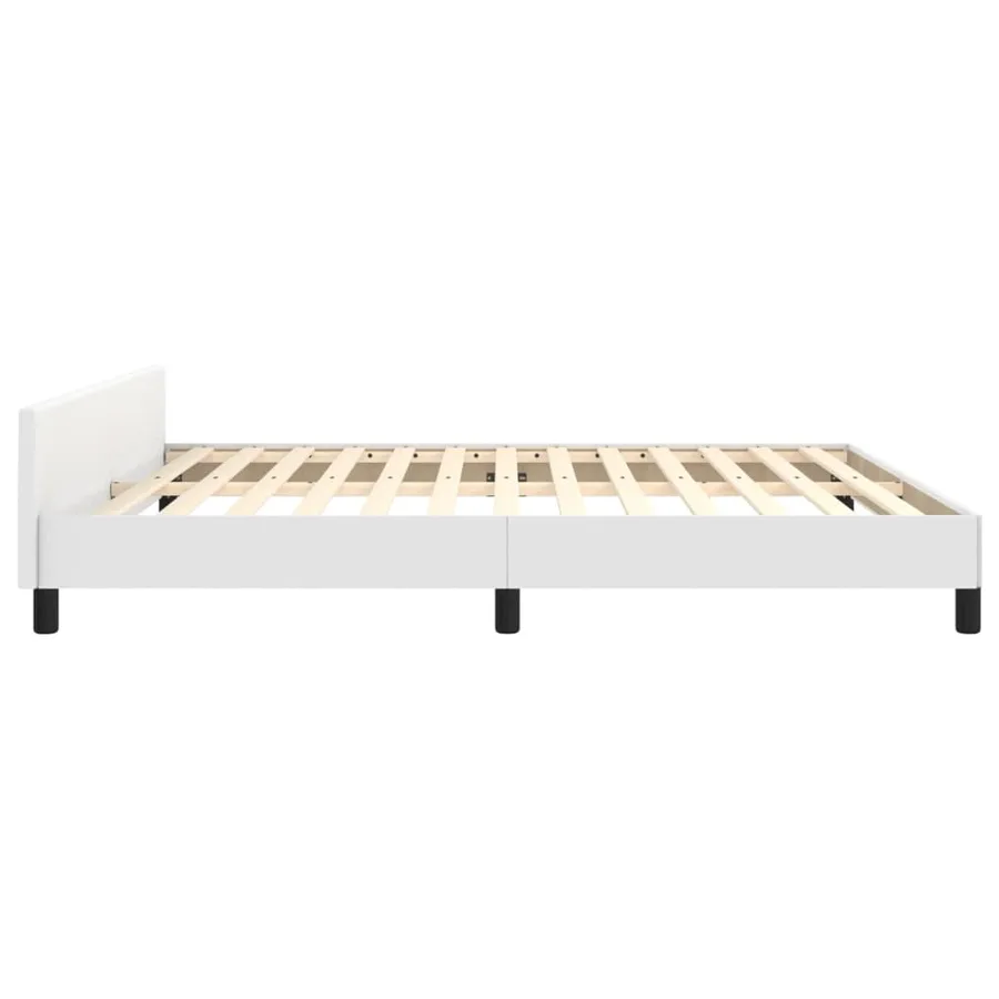 Cadre de lit sans matelas blanc similicuir - 7