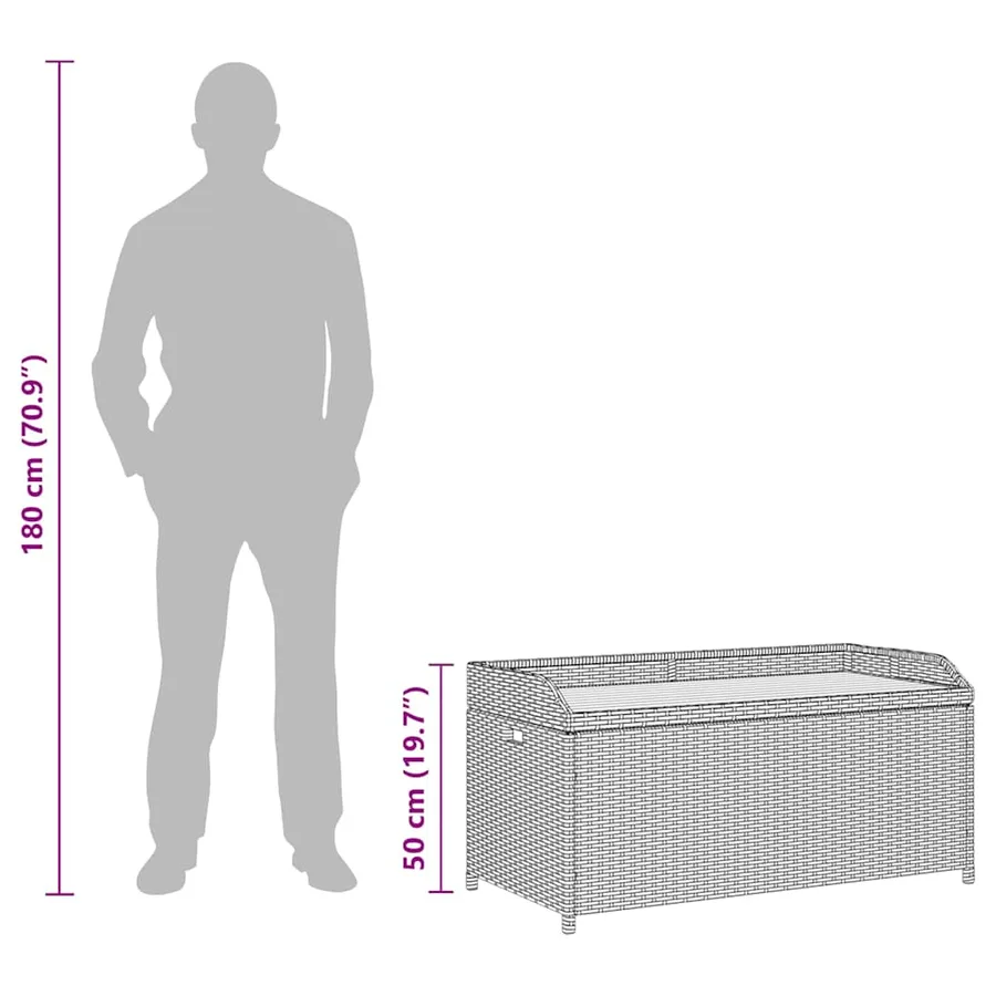 Banc de rangement de jardin 120 cm Résine tressée Gris - 12
