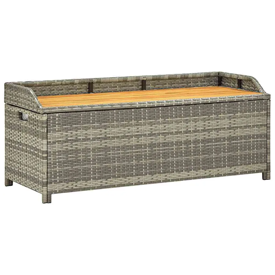 Banc de rangement de jardin 120 cm Résine tressée Gris - 2