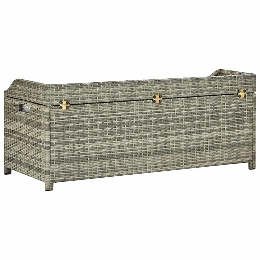 Banc de rangement de jardin 120 cm Résine tressée Gris - 7