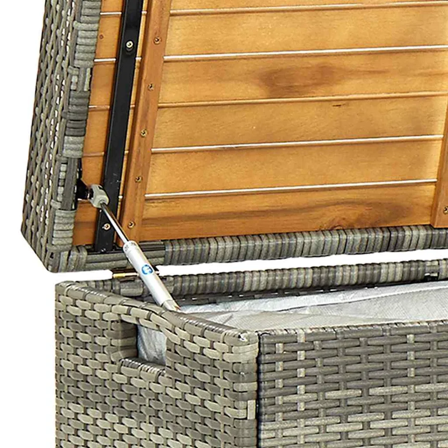 Banc de rangement de jardin 120 cm Résine tressée Gris - 9
