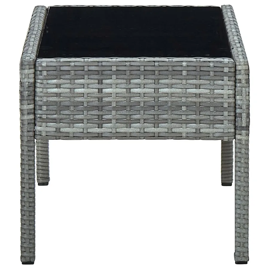 Table de jardin Gris 75x40x37 cm Résine tressée - 3