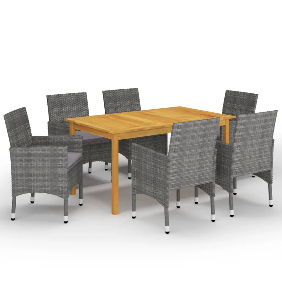 Ensemble à manger de jardin 7 pcs Gris