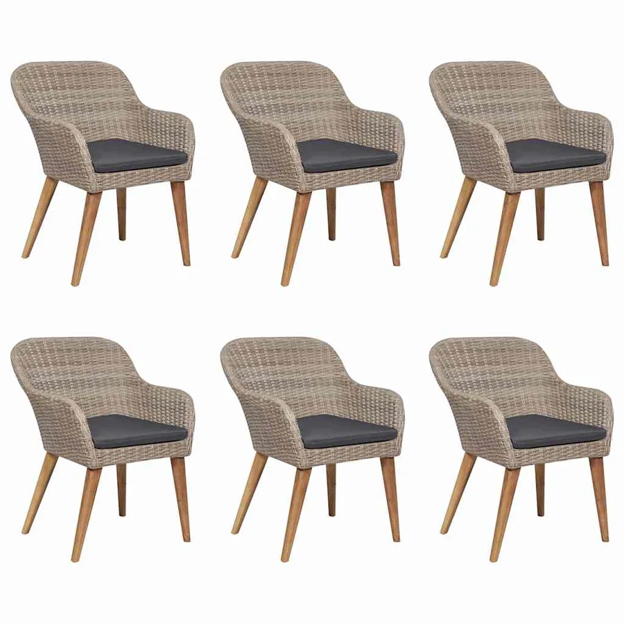 Ensemble à manger de jardin 7 pcs Marron - 5