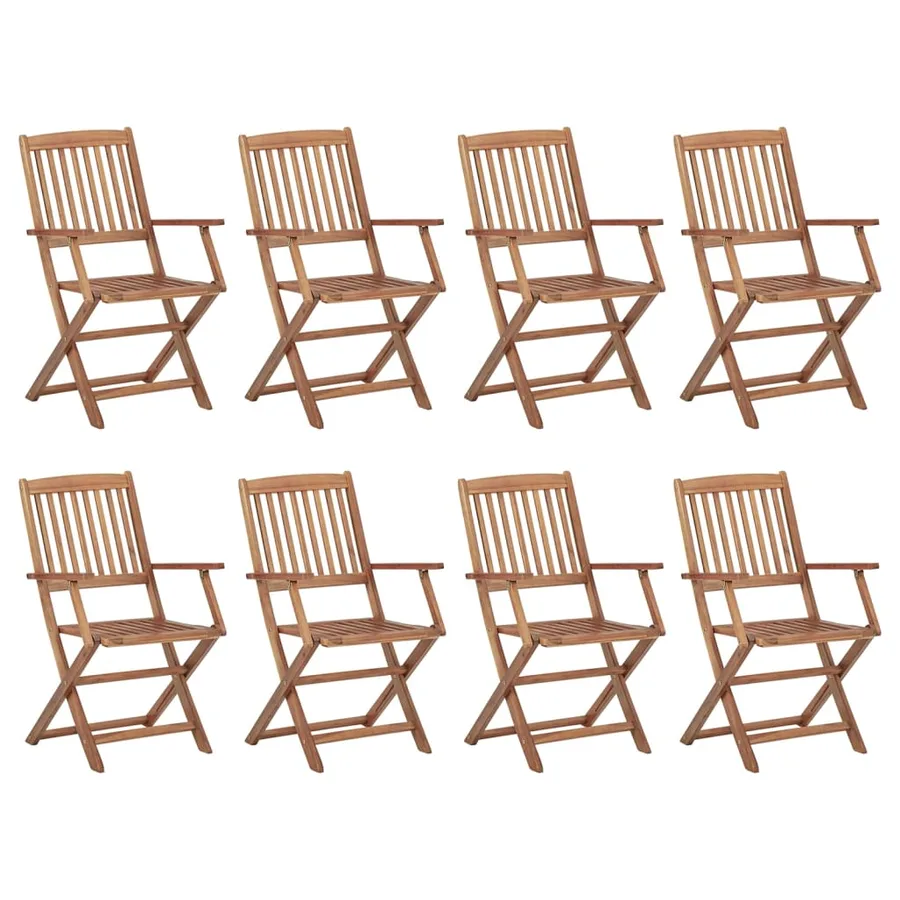 Chaises pliables d'extérieur et coussins lot de 8 Bois d'acacia - 3