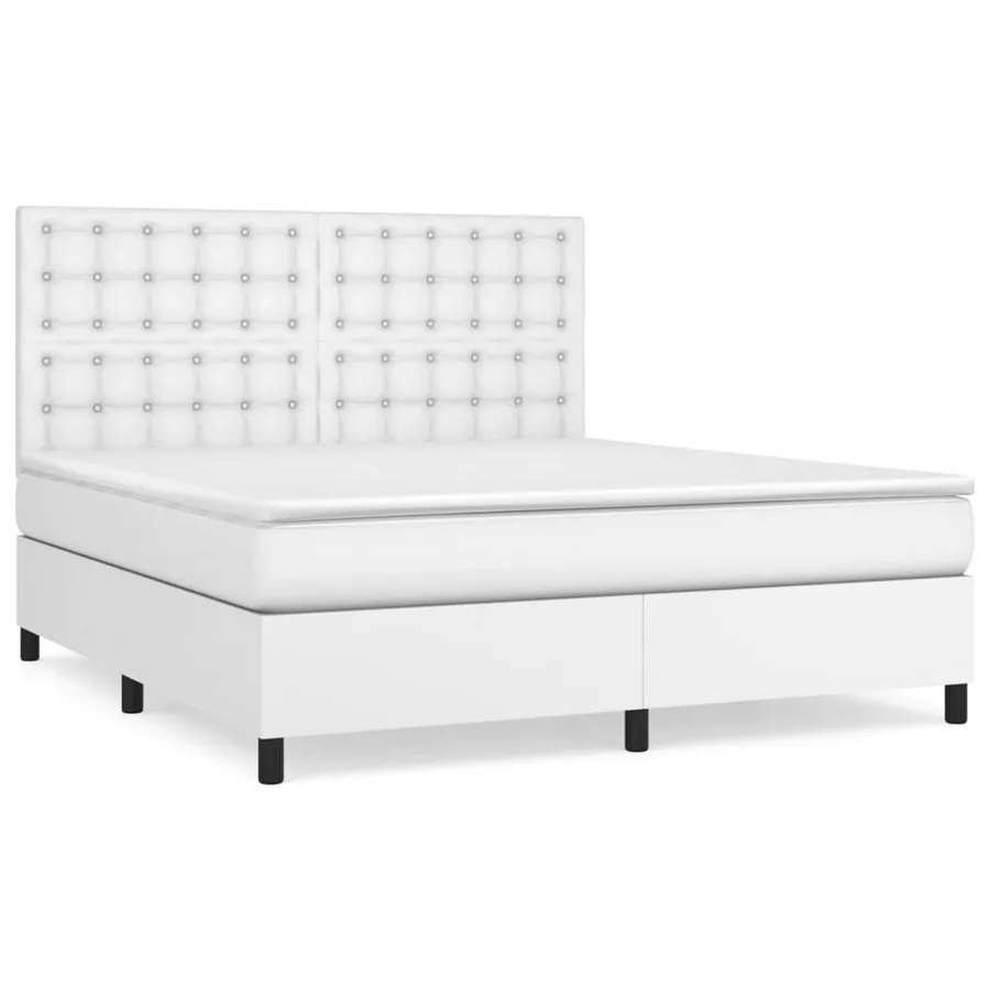 Sommier à lattes de lit avec matelas Blanc 180x200cm Similicuir - 2