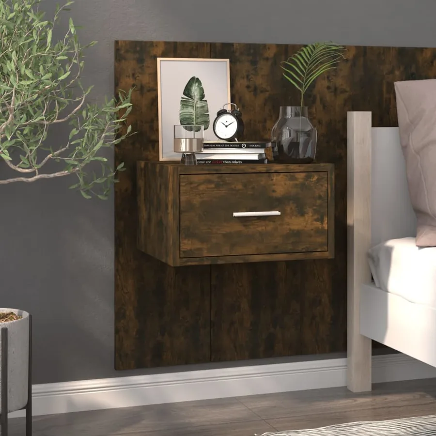 Tables de chevet murales 2 pcs Chêne fumé - 3