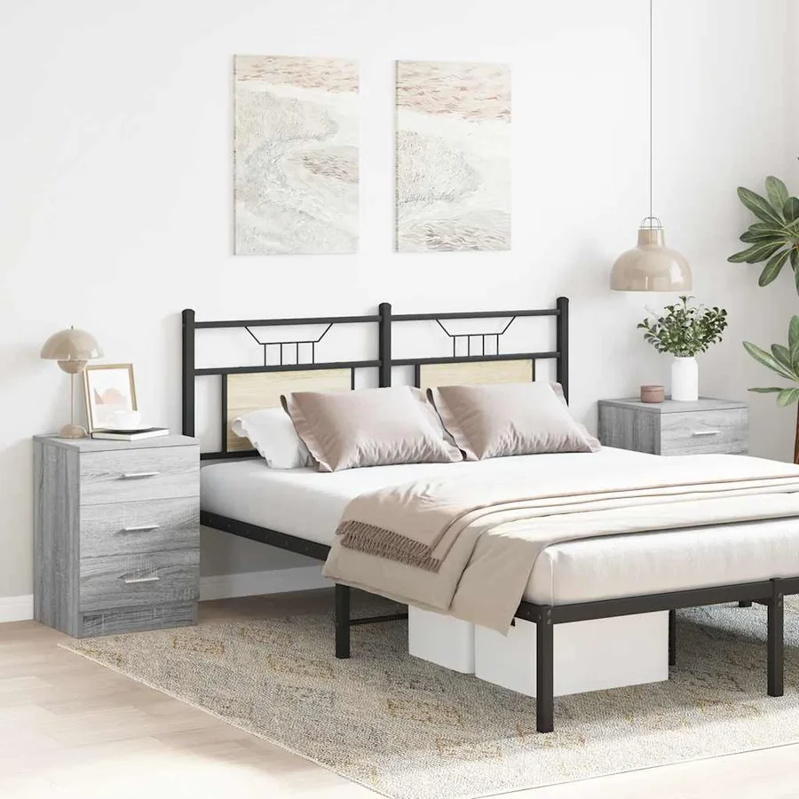 Tables de chevet 2 pcs Sonoma gris 38x35x56cm Bois d'ingénierie - 3