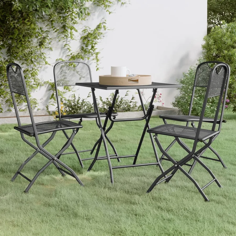 Ensemble à manger de jardin 5 pcs Maille Métal Anthracite