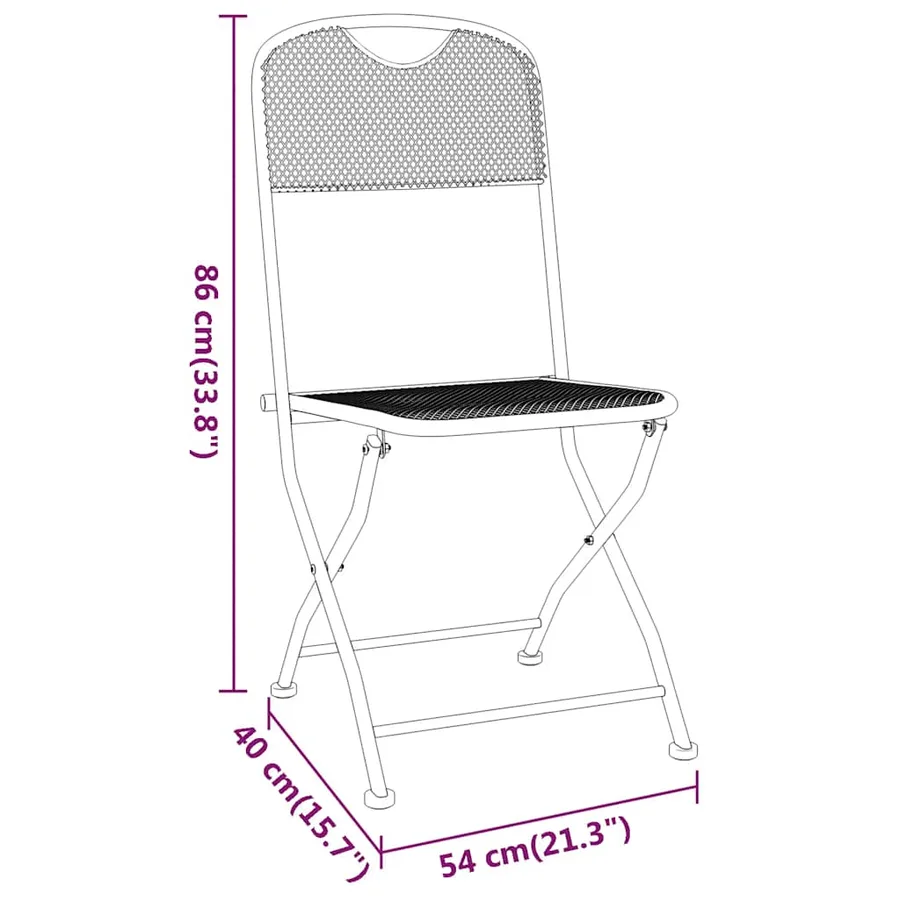 Ensemble à manger de jardin 5 pcs Maille Métal Anthracite - 12