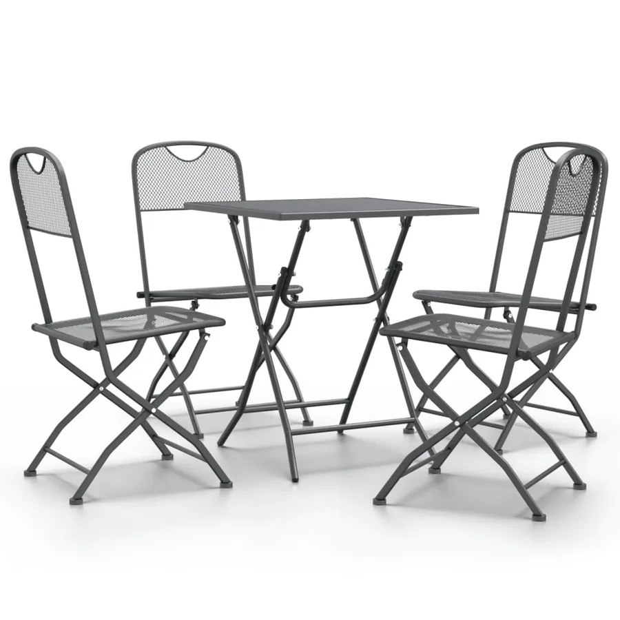 Ensemble à manger de jardin 5 pcs Maille Métal Anthracite - 2
