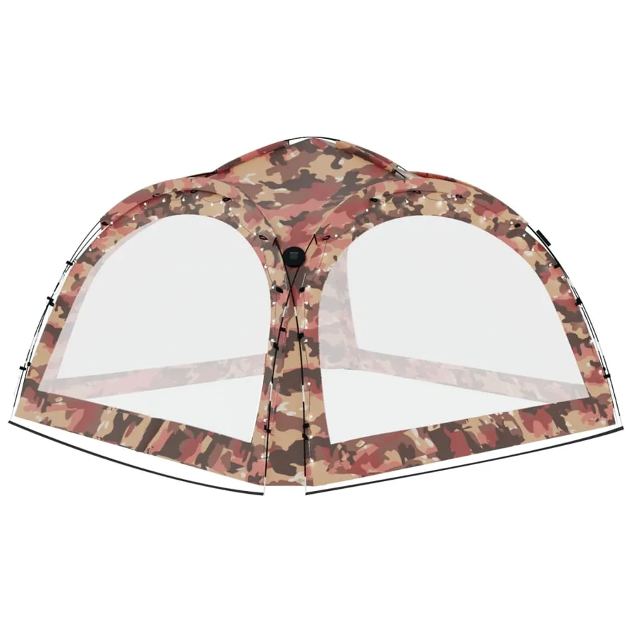 Tente de réception avec LED et 4 parois 3,6x3,6x2,3m Camouflage - 7
