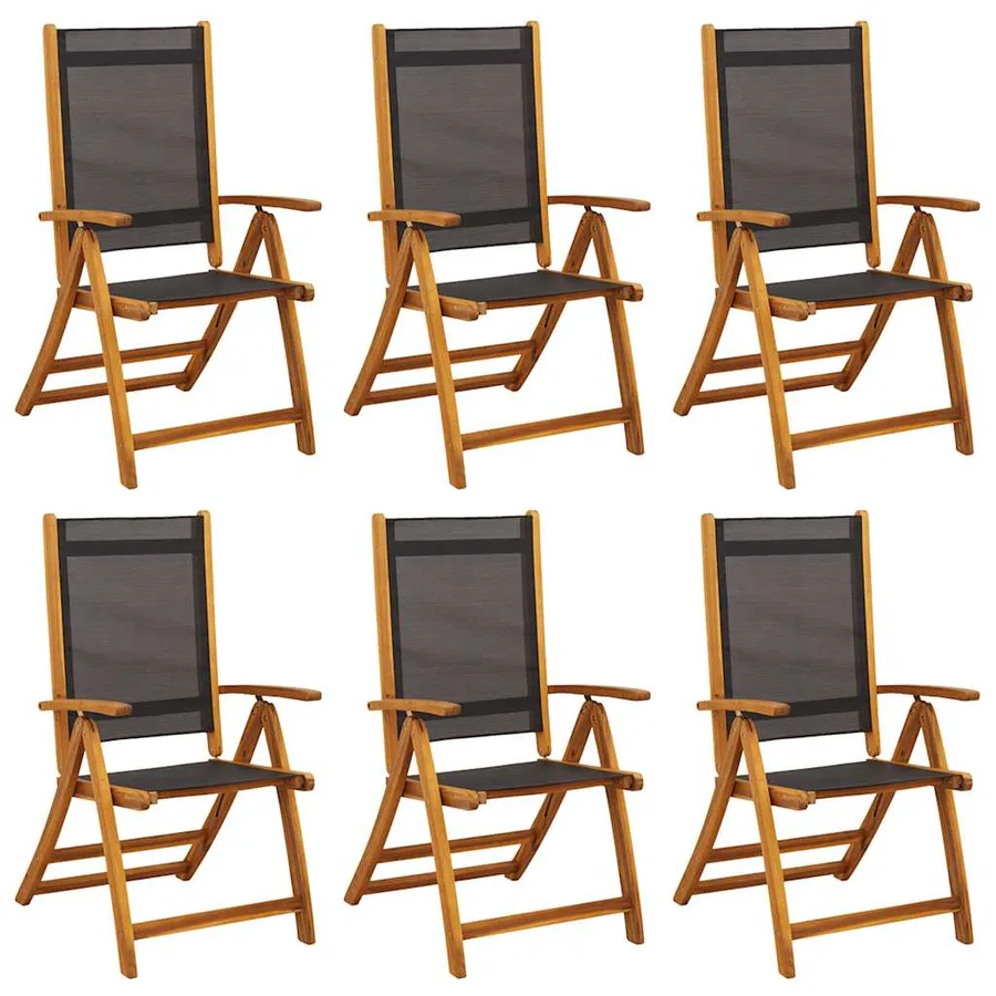 Chaises de jardin pliantes lot de 6 acacia massif et textilène - 2