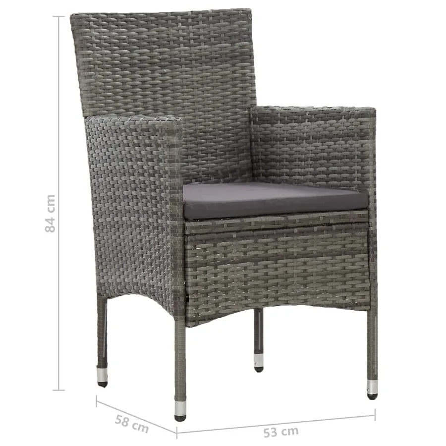 Ensemble à manger de jardin 5 pcs Gris Résine tressée et verre - 14